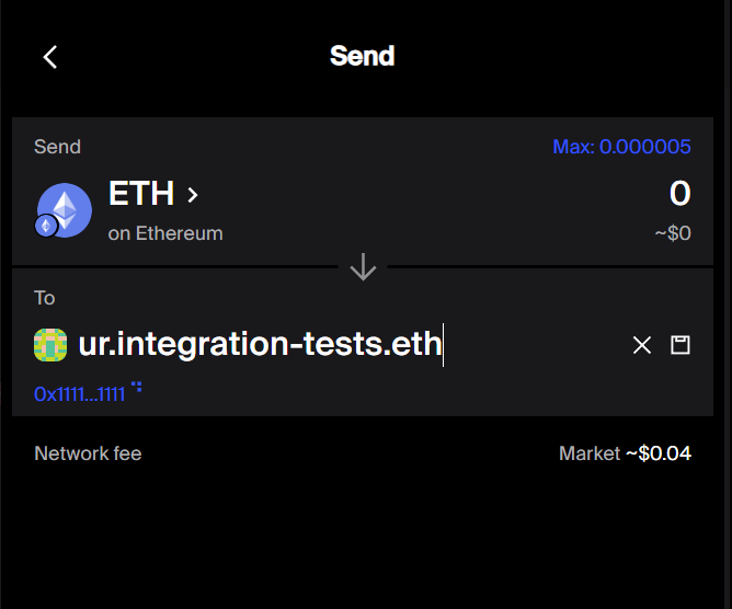 1inch defi app fails to resolve the name for ENSv2