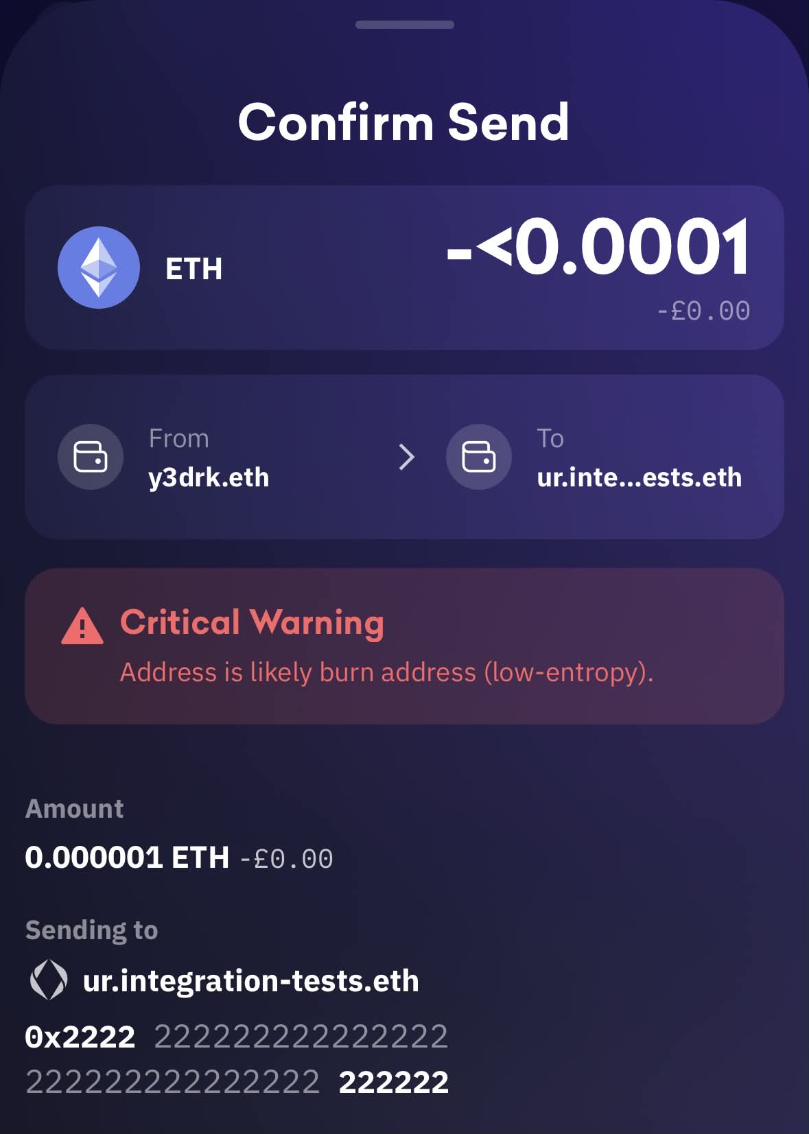 Kraken Wallet correctly resolves the name for ENSv2