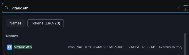 Blockscout correctly resolves the deposit address of a direct onchain name