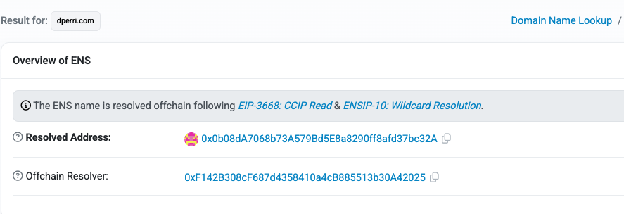 Etherscan correctly implements CCIP-Read for offchain DNS names
